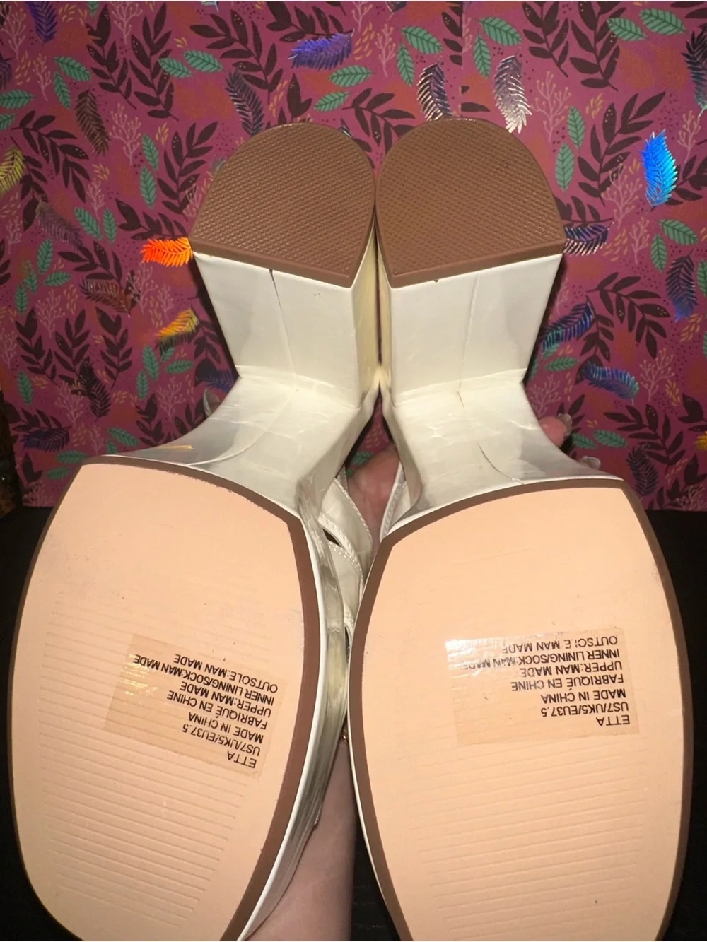 Women’s White Platform Block Heel Sandals Sz 7